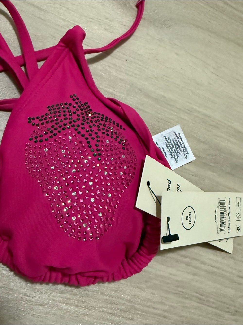 NWT Strawberry Rhinestone Triangle bikini - Picture 2 of 3